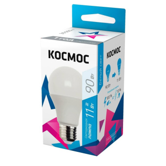 Лампа светодиодная LED Космос Экономик 11 Вт цоколь E27 стандартная колба (нейтральный белый свет)
