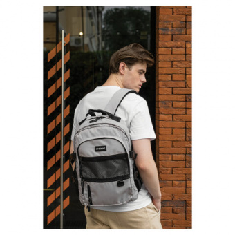 Рюкзак HEIKKI TRILL (ХЕЙКИ) универсальный, 3 отделения, серый с черными вставками, 43х31х14 см, 2725