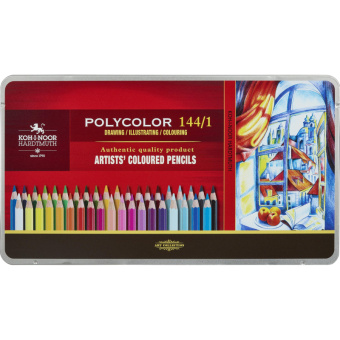 Карандаши цветные худож POLYCOLOR 3828 144цв/наб мет.кор. 3828144001PL