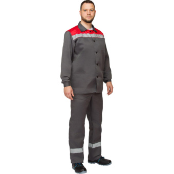Костюм рабочий летний муж. л16-КПК с СОП сер/крас (р.64-66) 170-176