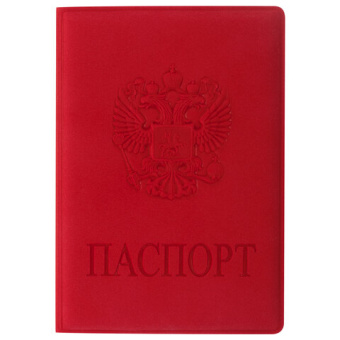 Обложка для паспорта STAFF, мягкий полиуретан, "ГЕРБ", красная, 237612