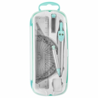 Готовальня BRAUBERG SCHOOL KIT, 9 предметов, циркуль 125 мм, чертежные принадлежности, мятный цвет, 210716