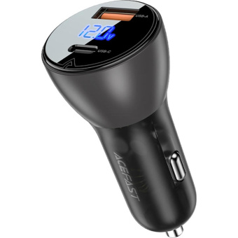 Зарядное устройство ACEFAST B6 metal 63W USB-A+USB-C, автомоб,чер/полупрозр