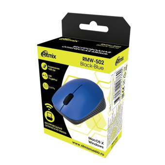 Мышь компьютерная RITMIX RMW-502 BLUE 1200 dpi, 3кн (80000934)