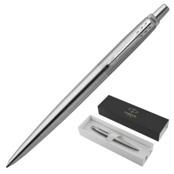 Ручка шариковая PARKER "Jotter Core Stainless Steel CT", корпус серебристый, хромированные детали, с