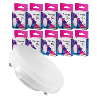 Лампа светодиодная КОСМОС 10Вт GX53 220В 3000K 10 шт/уп (LED10wGX5330C_10)