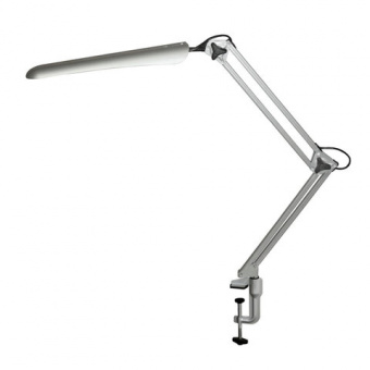 Светильник настольный "Гермес", на струбцине, светодионый, 8 Вт, сенсорный выключатель, серебристый,