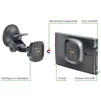 Навигатор Navitel N500 MAGNETIC 18 стран 5.0/480x272/8ГБ/USB 2.0/3.5мм