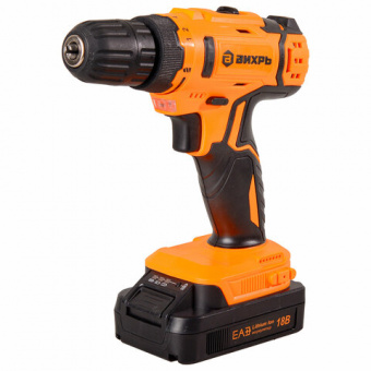 Дрель-шуруповерт безударная АККУМУЛЯТОРНАЯ, с двумя аккумуляторами 2 Ач, 18 В, ВИХРЬ ДА-18Л-2К, 72/14/9