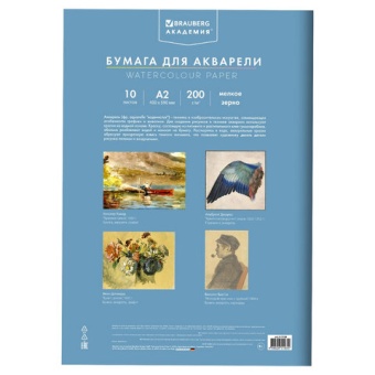 Папка для акварели БОЛЬШАЯ А2, 10 л., 200 г/м2, 400х590 мм, BRAUBERG АКАДЕМИЯ, "Полевые цветы", 117739