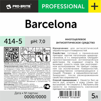 Дезинфицирующее средство для рук и поверхностей Pro-Brite Barcelona 5 л (готовое к применению средст