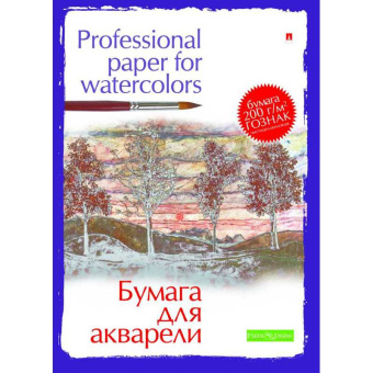 Папка для рисования акварелью А4, 20л, блок ГОЗНАК 200гр 4-021 дизайн в ассор