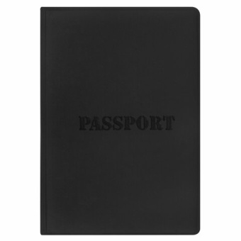 Обложка для паспорта, мягкий полиуретан, "PASSPORT", черная, STAFF, 238407