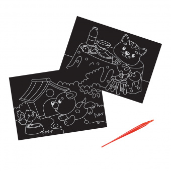 Гравюра Мульти-Пульти "Домашние животные", А5, разноцветная основа, пакет с европодвесом