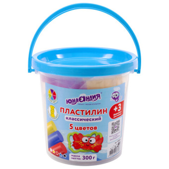Пластилин в ведерке ЮНЛАНДИЯ "ПОДВОДНЫЙ МИР", 5 цветов, 300 г, 3 формочки, ВЫСШЕЕ КАЧЕСТВО, 105860