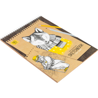 Скетчбук 40л., А4 ArtSpace "Craft style", на гребне, 80г/м2, крафт