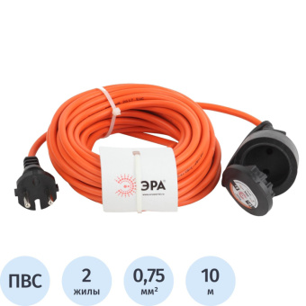 Удлинитель силовой ЭРА в бухте б/з 1 гн 10мПВС2х0,75 IP44(Б0043036),У-11001