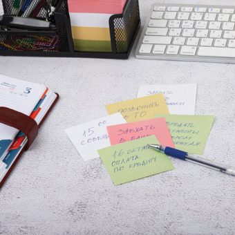 Блок для записей STAFF, проклеенный, куб 8х8 см, 800 листов, цветной, чередование с белым, 120383