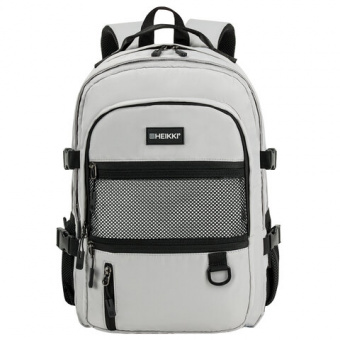 Рюкзак HEIKKI TRILL (ХЕЙКИ) универсальный, 3 отделения, серый с черными вставками, 43х31х14 см, 2725