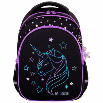Рюкзак BRAUBERG OPTIMA, 2 отделения, с брелоком, "Radiant unicorn", 36х27х18 см, 273157