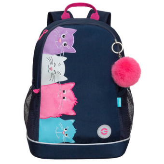 Рюкзак GRIZZLY школьный, анатомическая спинка, 2 отделения, для девочек, "STAY CHEERFUL", 38х28х18 см, RG-463-6/1