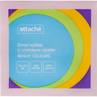 Стикеры Attache Bright colours 76х76 мм пастельные розовые