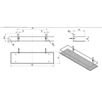 Полка для ванной Swensa 1-ярусная прямая 40x11x7 см