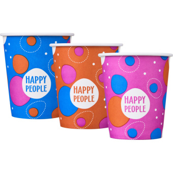 Стакан одноразовый бум односл. 250 мл d-80мм Happy People МИКС  50шт/уп