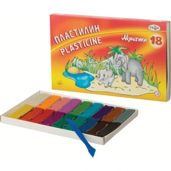 Пластилин 18цв,Мультики,360гр,со стеком,к/к