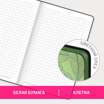 Блокнот МАЛЫЙ ФОРМАТ (100х150 мм) А6, BRAUBERG VISTA "Monstera", под кожу, гибкий, тиснение фольга,