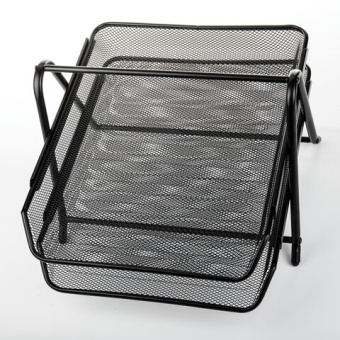 Лоток горизонтальный металлический для бумаг, 2 секции, BRAUBERG "Germanium", А4 (355х205х295 мм), ч