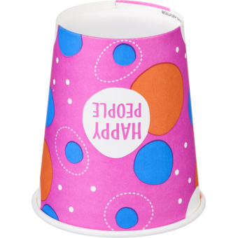 Стакан одноразовый бум односл. 250 мл d-80мм Happy People МИКС  50шт/уп