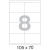 Этикетки самоклеящиеся MEGA LABEL 105х70 мм / 8 шт. на листе А4 (100 листов/уп.)