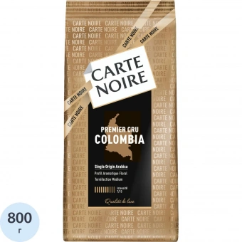 Кофе Carte Noire Premier Cru Colombia натуральный жареный в зернах, 800г