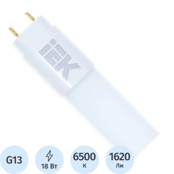 Лампа светодиодная IEK ECO T8 LLE-T8-18-230-65-G13 18Вт 230В 6500К G13