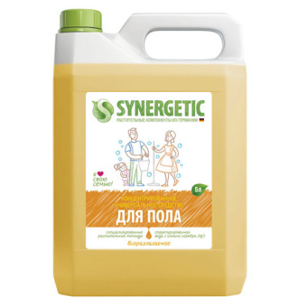 Средство для мытья пола и поверхностей 5 л SYNERGETIC, c дезинфицирующим эффектом, биоразлагаемое, 1