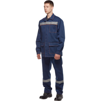 Костюм рабочий летний м л28-КПК с СОП т.син 44-46/182-188(Леон Спецодежда)