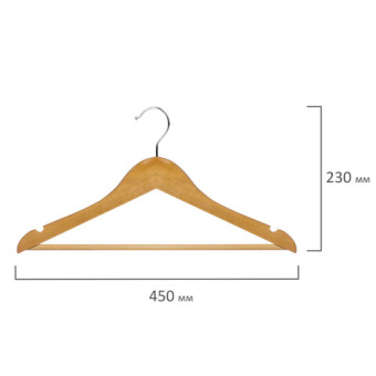 Вешалки-плечики, размер 48-50, КОМПЛЕКТ 5шт, деревянная, перекладина, цвет сосна, BRABIX "Стандарт"