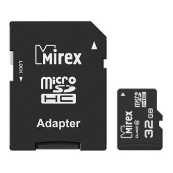 Карта памяти Mirex microSDHC с адаптером 32Gb (class 10) (13613-AD10SD32)