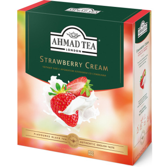 Чай Ahmad Tea Строуберри Крим, черный, пакетики в конвертах, 100x1,5г/уп