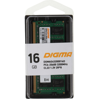Модуль памяти Digma DDR4 16GB 3200MHz RTL PC4-25600 CL22(DGMAS43200016D)