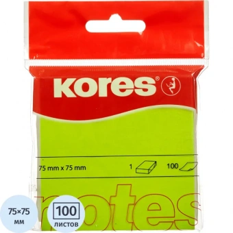 Блок-кубик Kores бум.для зам. 75х75 неоновая зеленая 100л. '47077