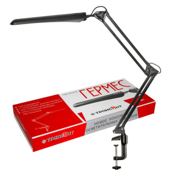 Светильник Трансвит Гермес, на струбцине,(черный),светодиодный, диммер