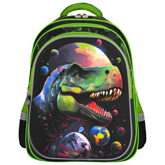 Рюкзак BRAUBERG KIDS FLOSSY, 2 отделения, 3 кармана, "Galaxy Dino", 3D-панель, 40х28х18 см, 273182