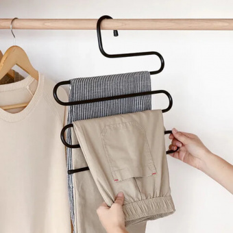 Вешалка для брюк и одежды "ЗМЕЙКА", КОМПЛЕКТ 2 шт., 5 секций, размер 34х36 см, белые, BRABIX, 608466