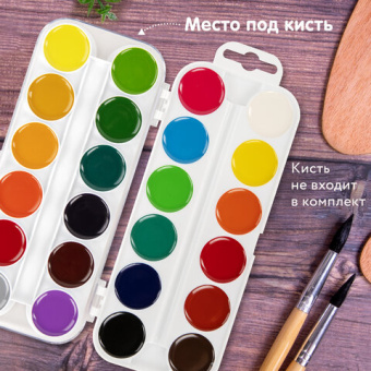 Краски акварельные BRAUBERG "МАГИЯ ЦВЕТА", 24 цвета, медовые, круглые кюветы, пластиковый пенал, 190