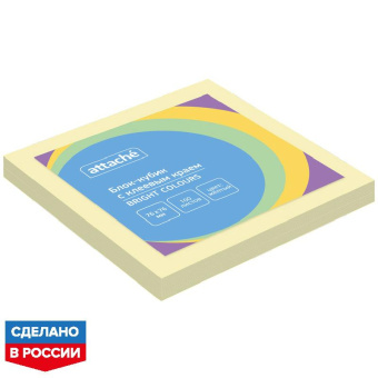 Стикеры Attache 76x76 мм пастельные желтые (1 блок, 100 листов)