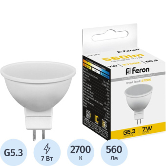 Лампа светодиодная Feron LB-26 MR16 G5.3 7W 175-265V 2700K (25235)
