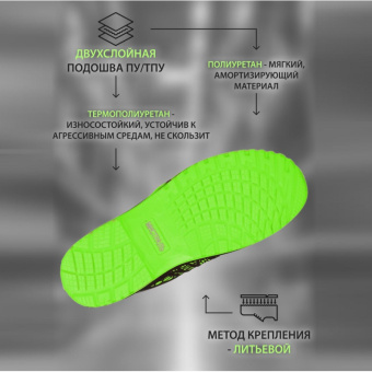 Полуботинки (кроссовки) МИСТРАЛЬ -НЕОН ПУ ТПУ с ПКП АС (лайм) PT2-C-L р.44