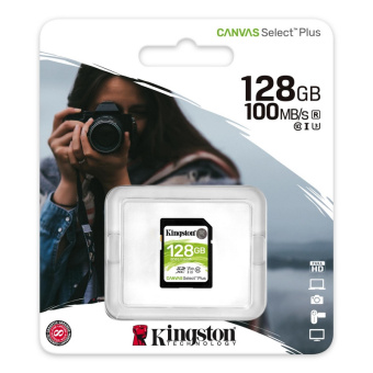 Карта памяти Kingston Canvas Select Plus SDXC UHS-I Cl10, SDS2/128Gb